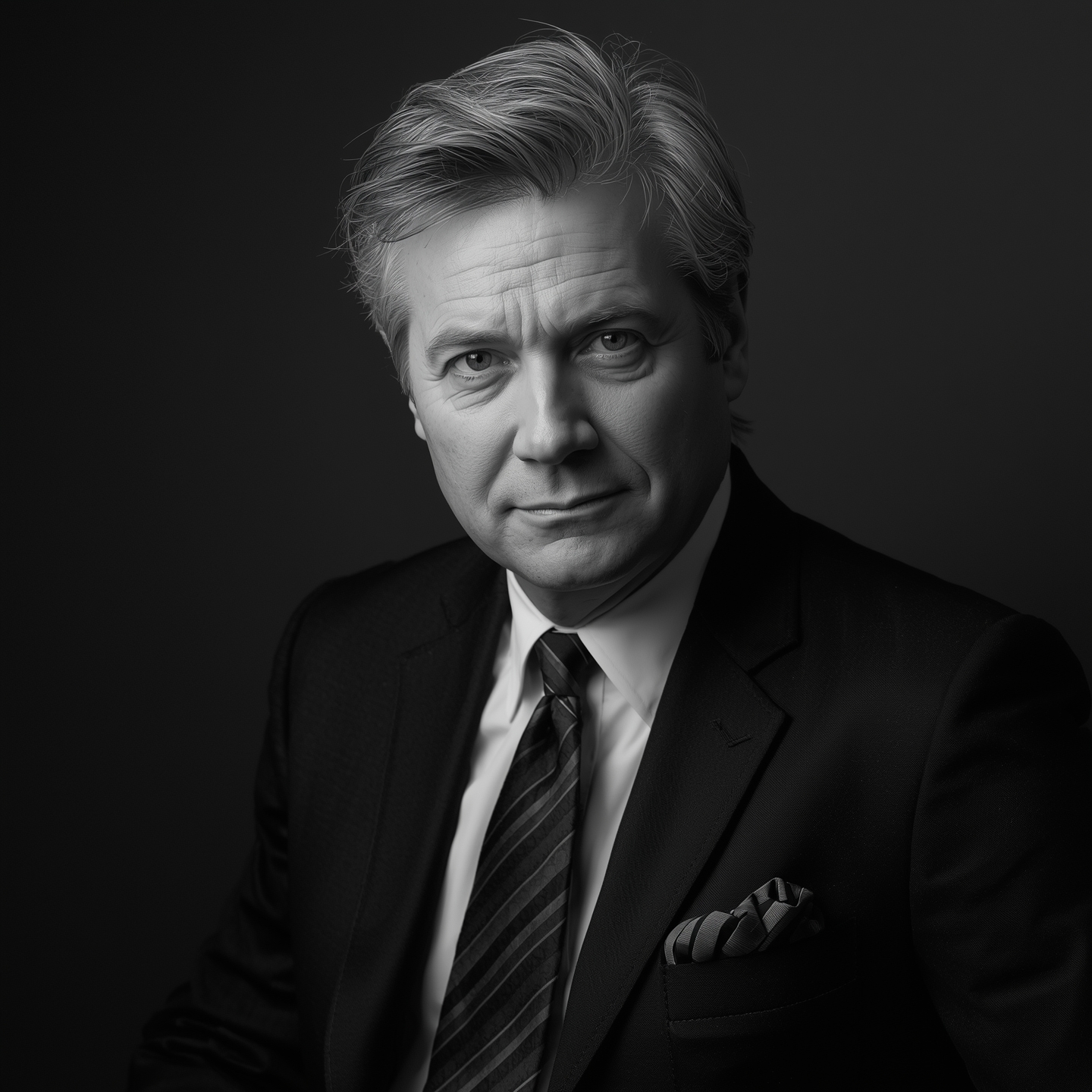 Lucid_Origin_Blackandwhite_portrait_of_a_senior_executive_male_1